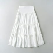 Xunlbb Up to 50% off Midi Skirt, Woman Summer Leisure Lace High Waist A-line Skirt Gift for Girls, Size S-L